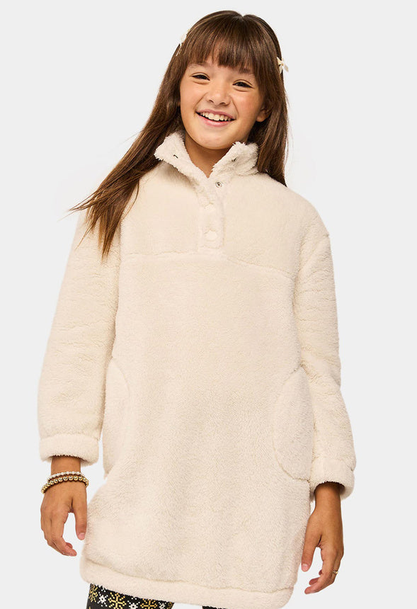 Cozy Mock Neck Dress Cream