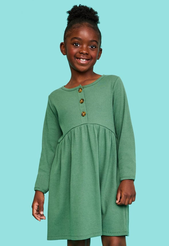 Ribbed Babydoll Dress Green