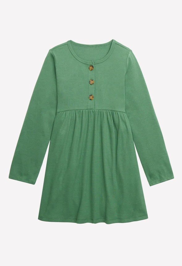 Ribbed Babydoll Dress Green