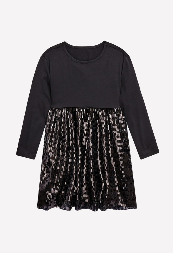 Sequin Babydoll Dress Black