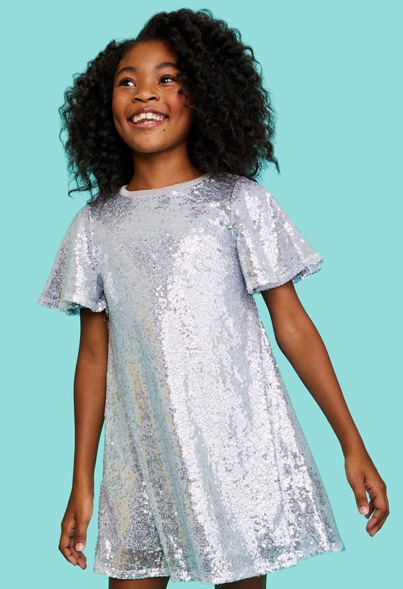 Sequin Swing Dress Silver