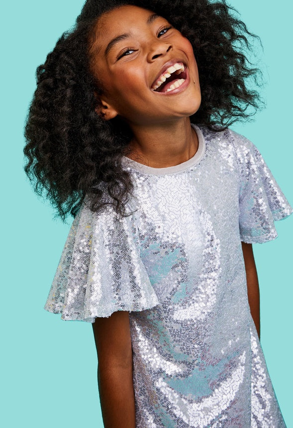Sequin Swing Dress Silver