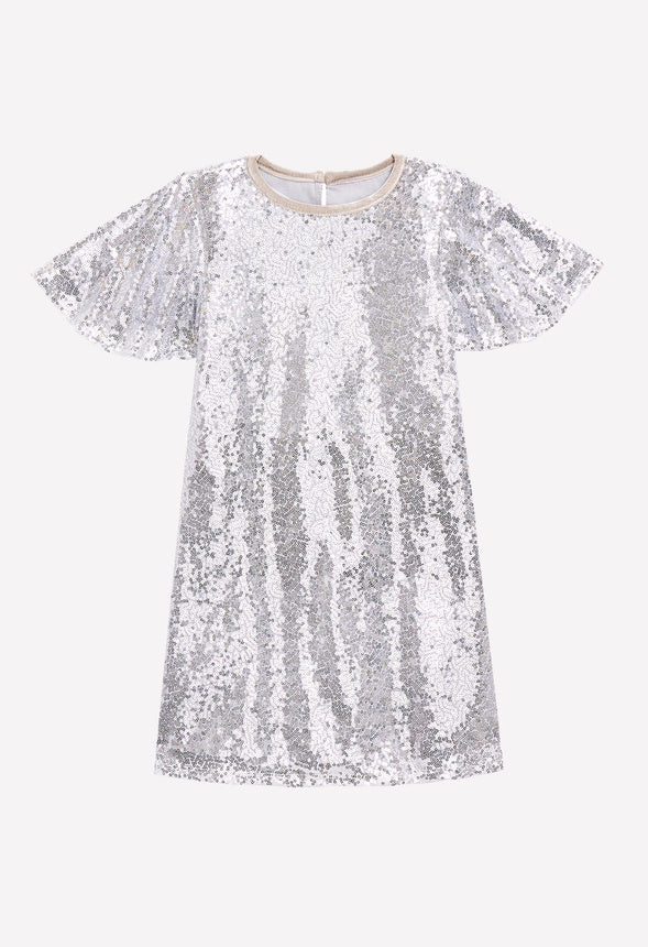 Sequin Swing Dress Silver