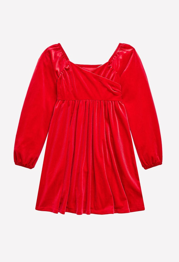 Velour Babydoll Dress Red