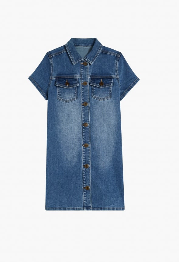Denim Shirt Dress Medium Wash