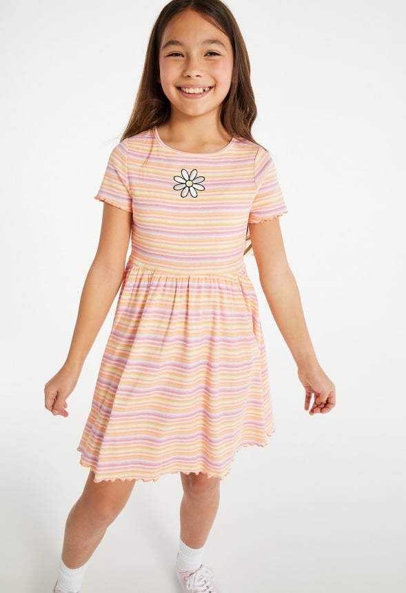 Ribbed Fit & Flare Dress Multi Stripe