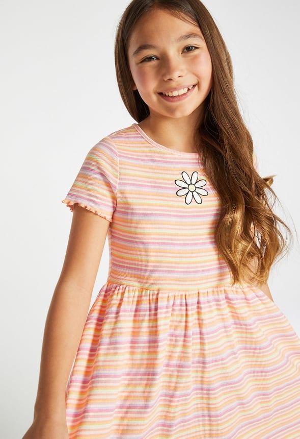 Ribbed Fit & Flare Dress Multi Stripe