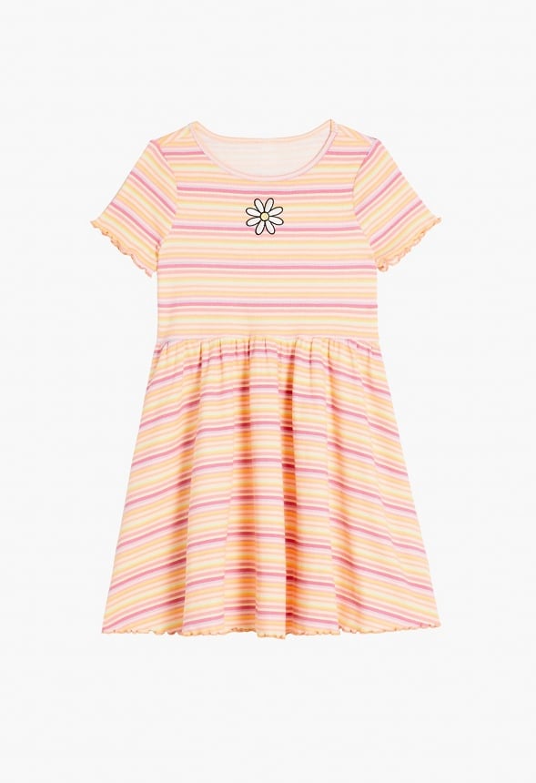 Ribbed Fit & Flare Dress Multi Stripe