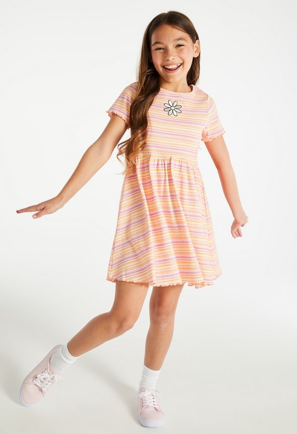 Ribbed Fit & Flare Dress Multi Stripe