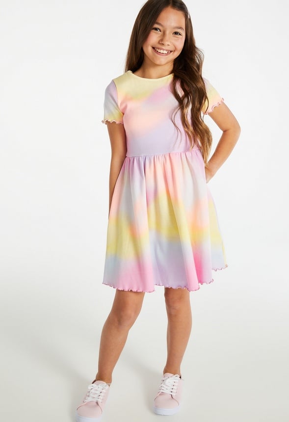 Ribbed Fit & Flare Dress Multi