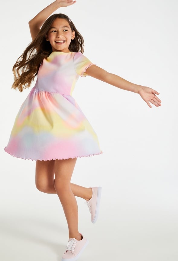 Ribbed Fit & Flare Dress Multi