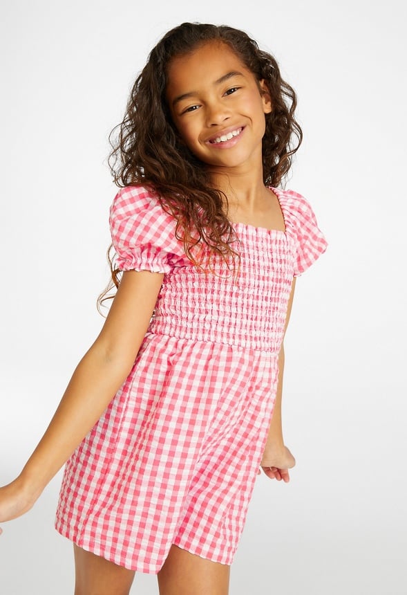 Puff Sleeve Smocked Romper Coral