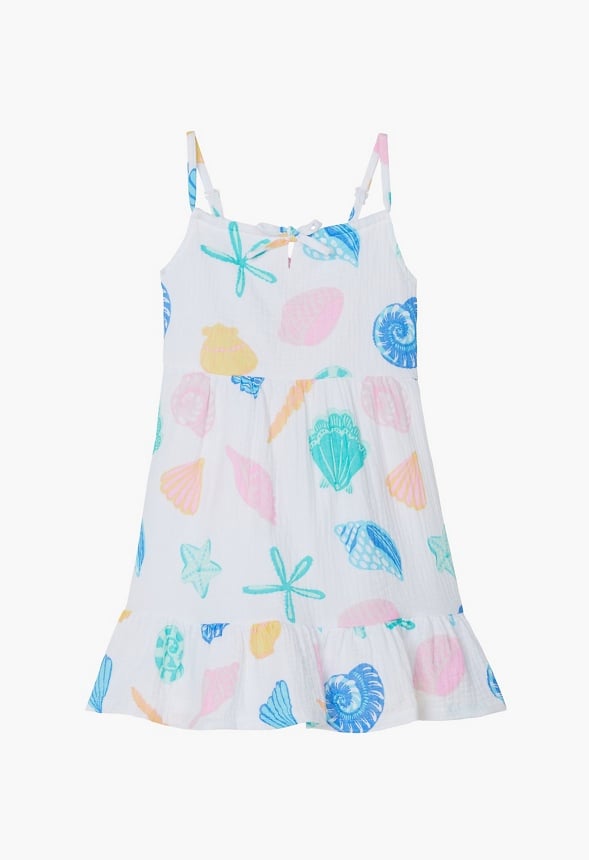 Multi Shell Tiered Dress White