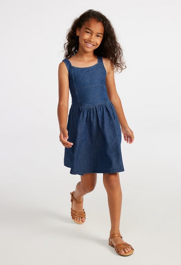 Fit & Flare Pieced Dress Blue