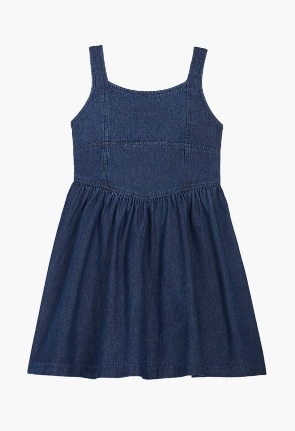 Fit & Flare Pieced Dress Blue