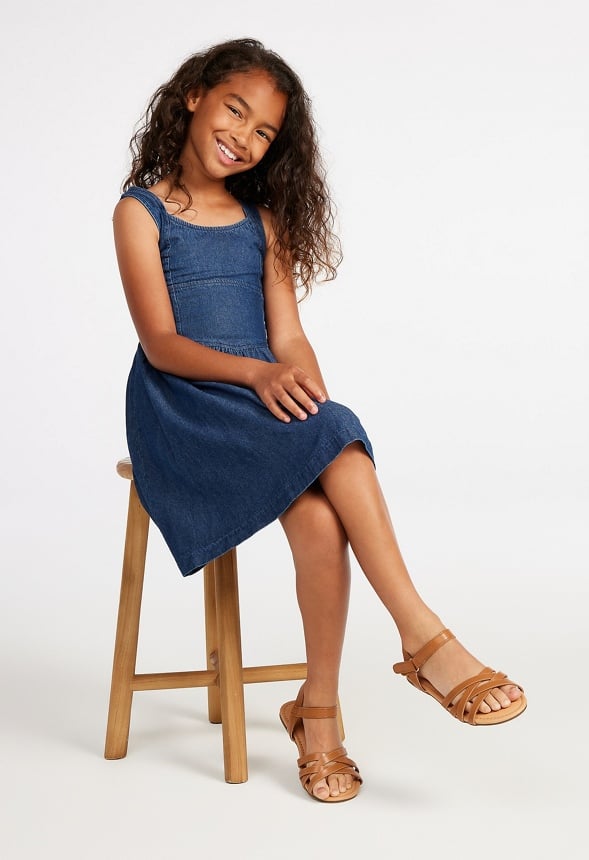 Fit & Flare Pieced Dress Blue