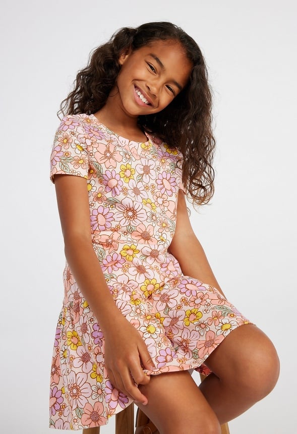 Drop Waist Dress Pink Floral