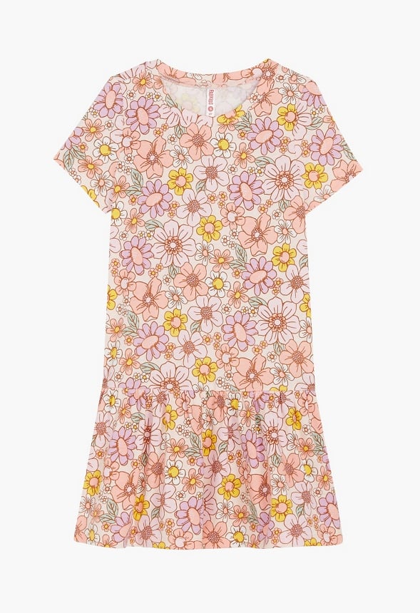 Drop Waist Dress Pink Floral
