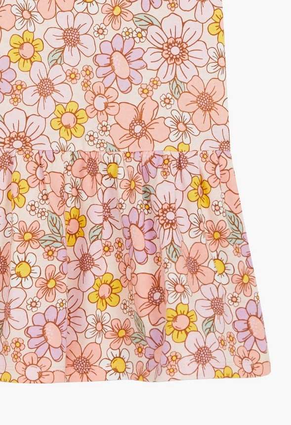 Drop Waist Dress Pink Floral