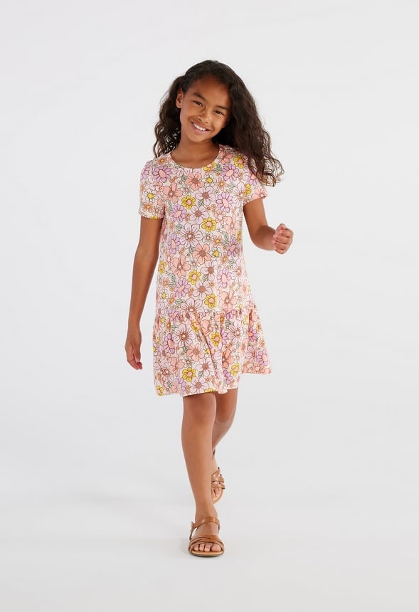 Drop Waist Dress Pink Floral