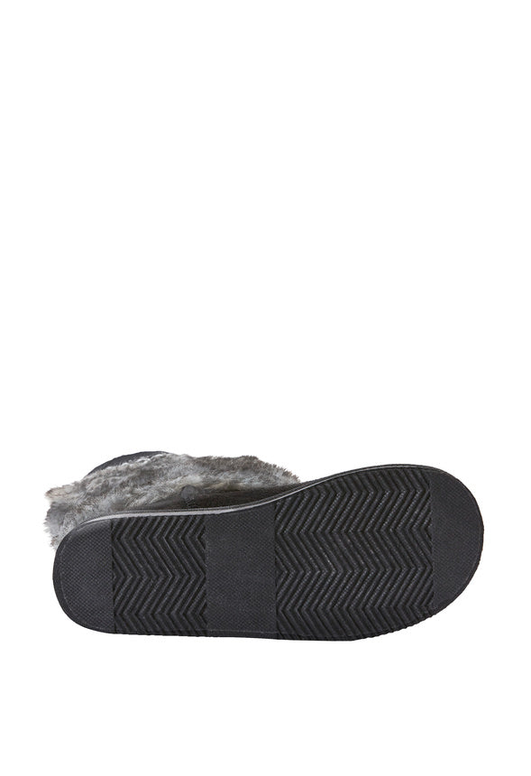 Pom Pom Fur Fuzzy Boot Black