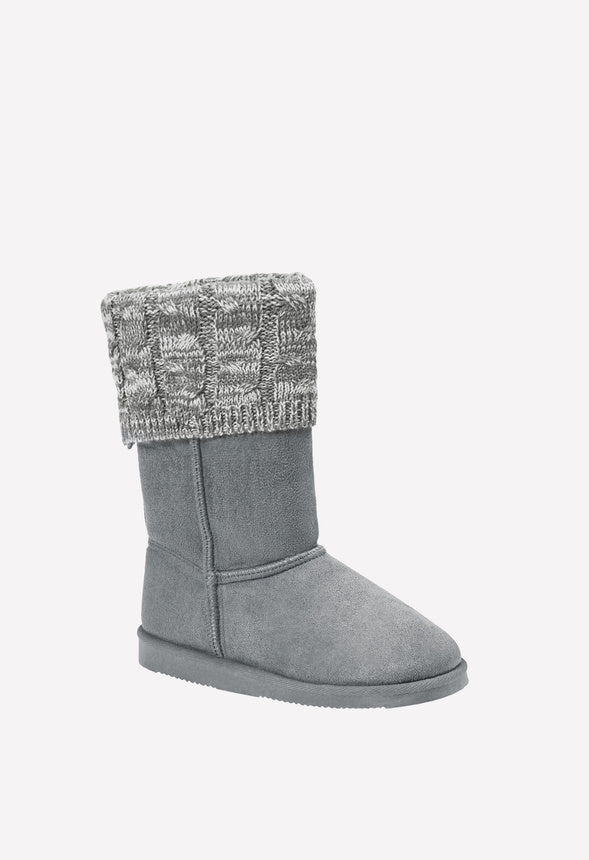 Tall Sweater Fuzzy Boot Grey