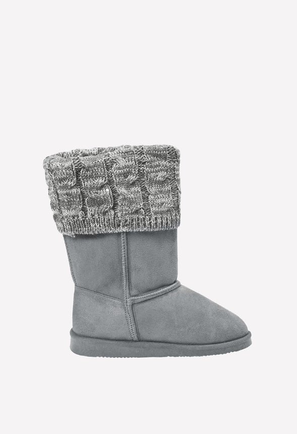 Tall Sweater Fuzzy Boot Grey