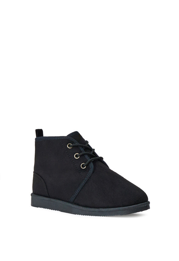 Lace Up Fuzzy Boot Black