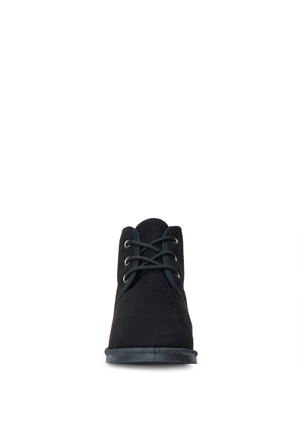 Lace Up Fuzzy Boot Black
