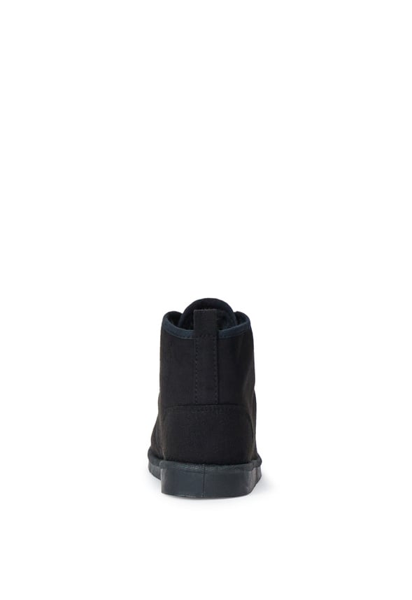 Lace Up Fuzzy Boot Black