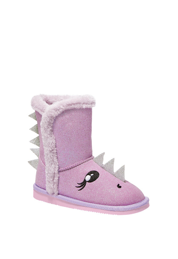 3D Glitter Dino Fuzzy Purple