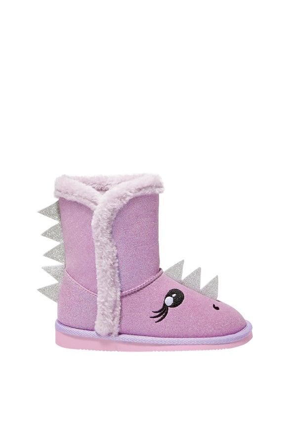 3D Glitter Dino Fuzzy Purple