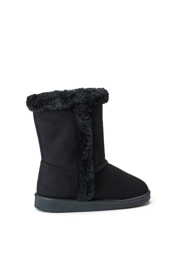 Fur Trim Fuzzy Boot Black Fur