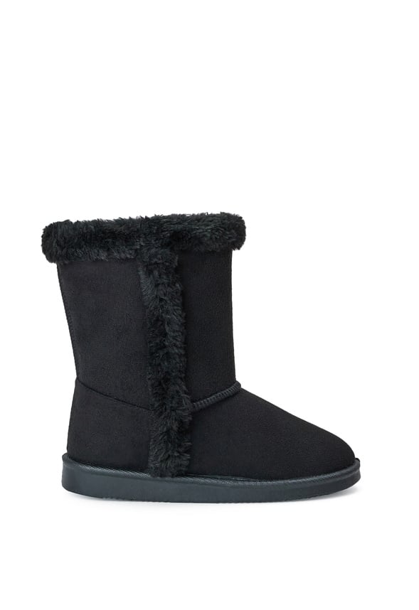 Fur Trim Fuzzy Boot Black Fur