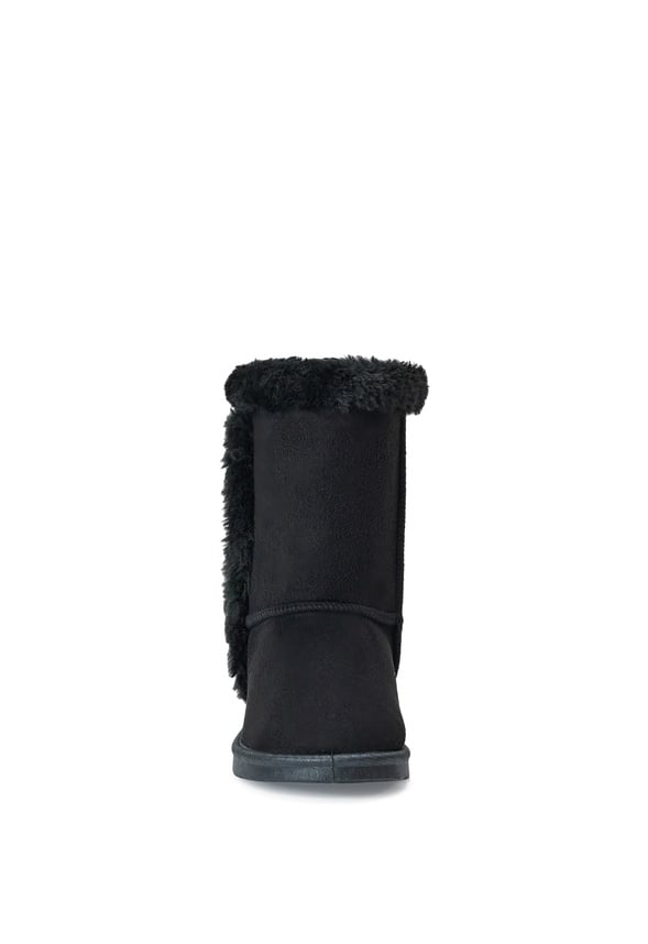 Fur Trim Fuzzy Boot Black Fur