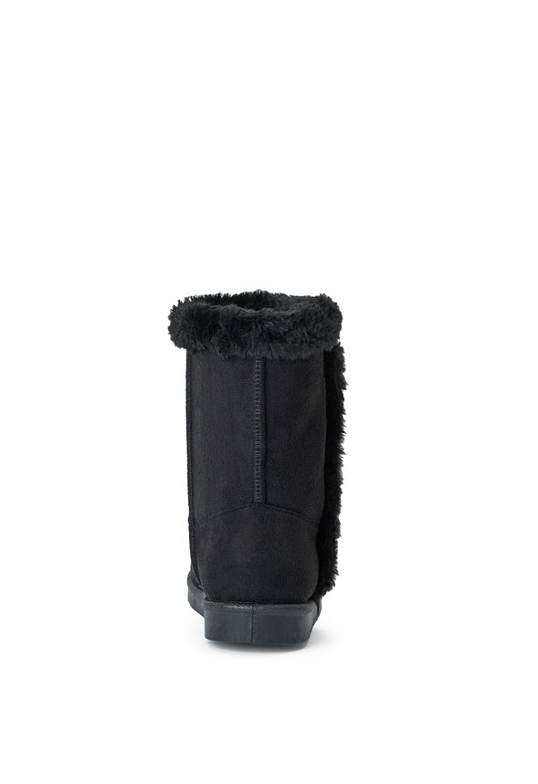 Fur Trim Fuzzy Boot Black Fur