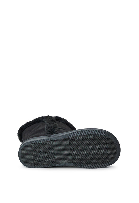 Fur Trim Fuzzy Boot Black Fur
