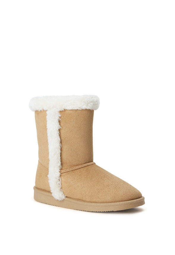 Fur Trim Fuzzy Boot Tan Fur