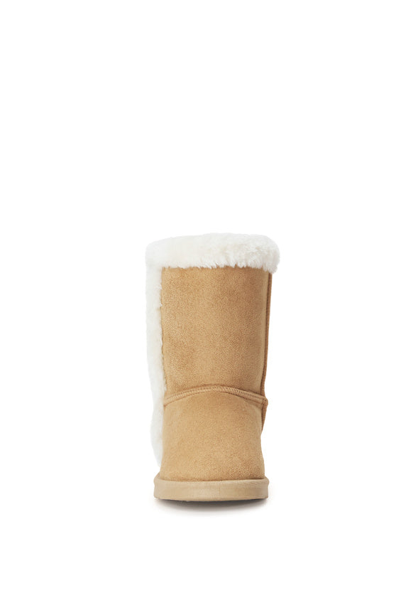 Fur Trim Fuzzy Boot Tan Fur