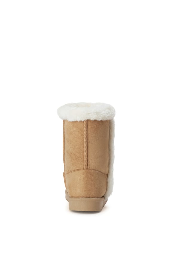 Fur Trim Fuzzy Boot Tan Fur