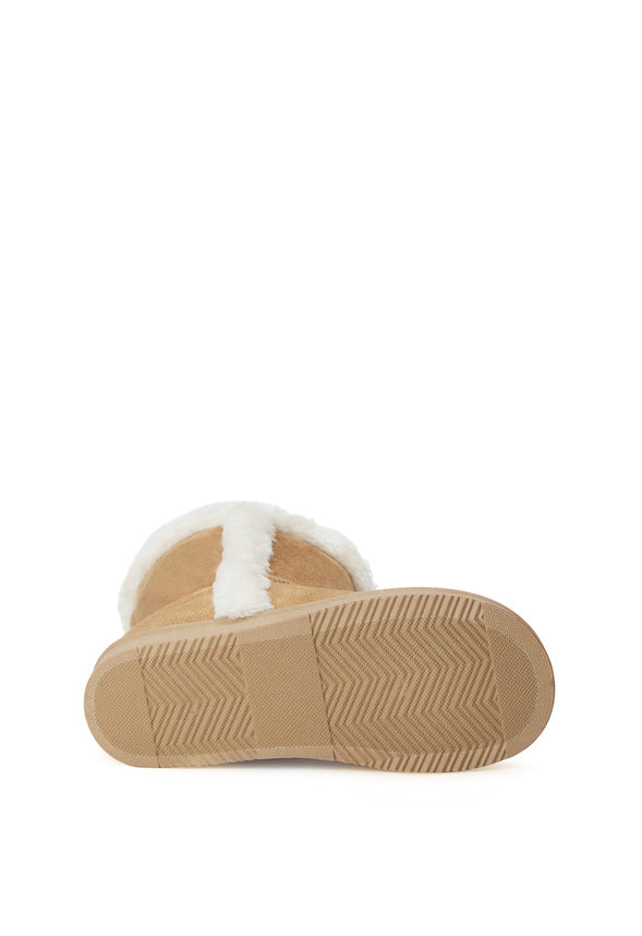 Fur Trim Fuzzy Boot Tan Fur