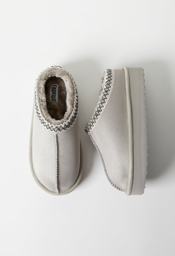 Platform Slip On Fuzzy Gray