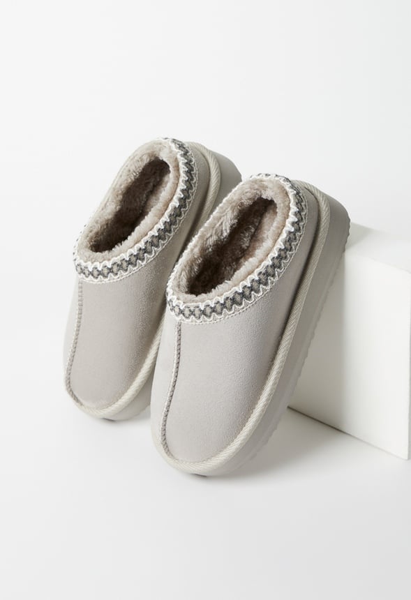 Platform Slip On Fuzzy Gray