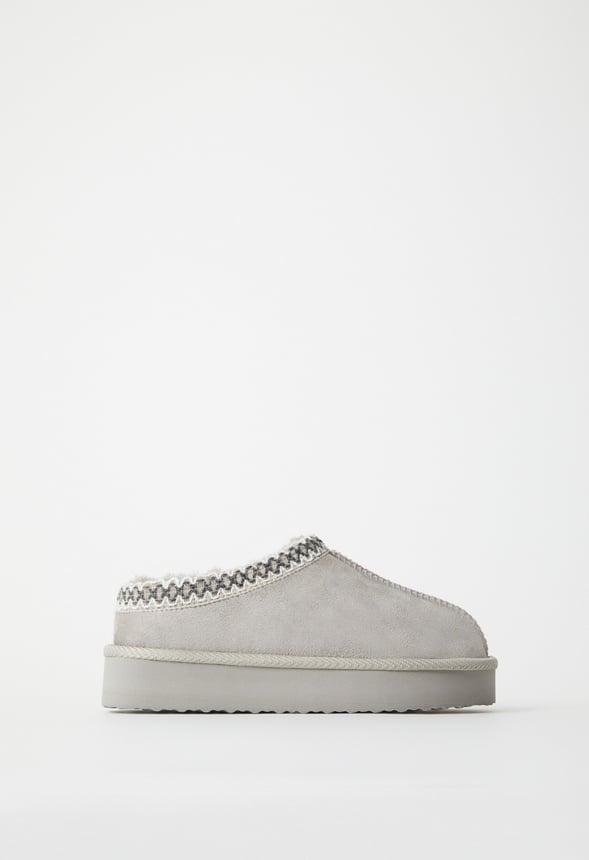 Platform Slip On Fuzzy Gray