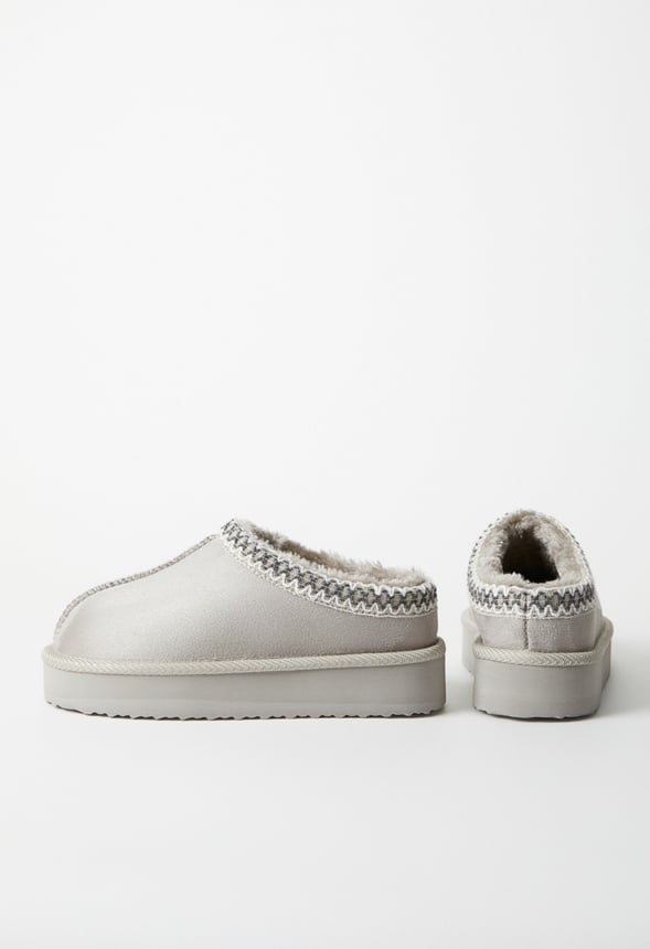 Platform Slip On Fuzzy Gray