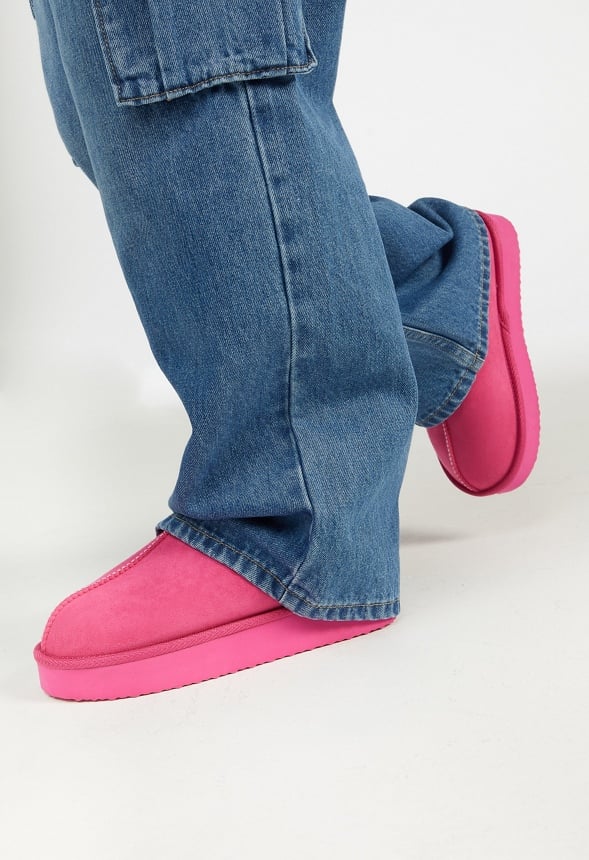 Platform Slip On Fuzzy Hot Pink
