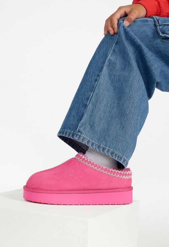 Platform Slip On Fuzzy Hot Pink