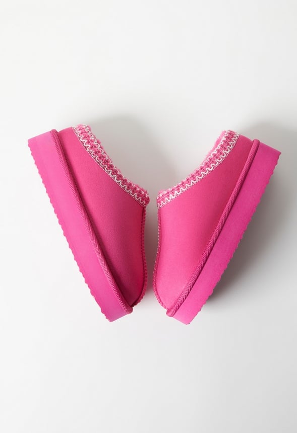Platform Slip On Fuzzy Hot Pink
