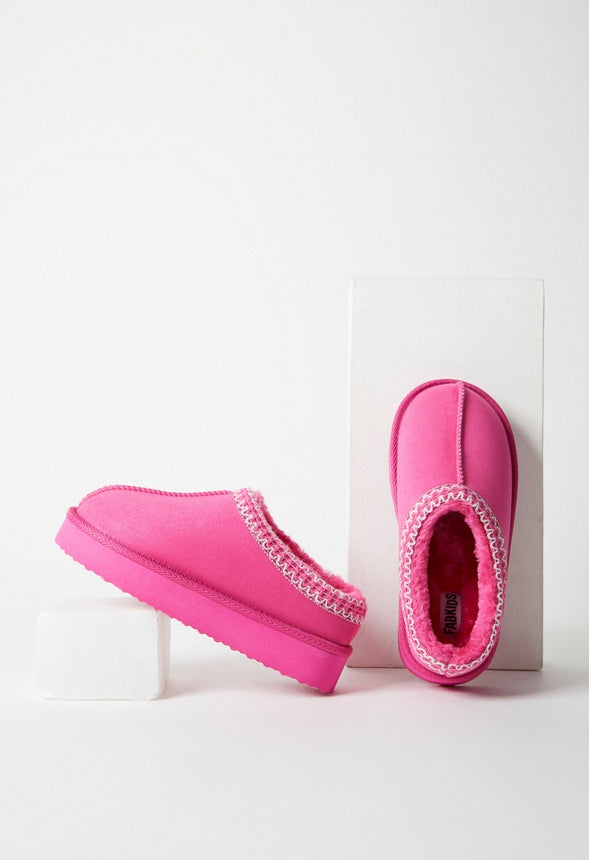 Platform Slip On Fuzzy Hot Pink