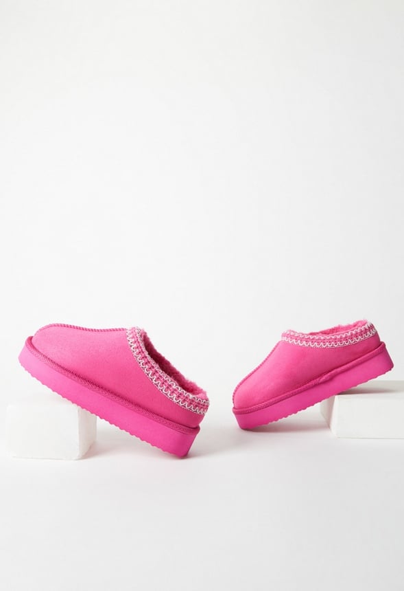 Platform Slip On Fuzzy Hot Pink